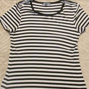 Cable and Gauge Black & Tan Striped Top, medium Women's Medium